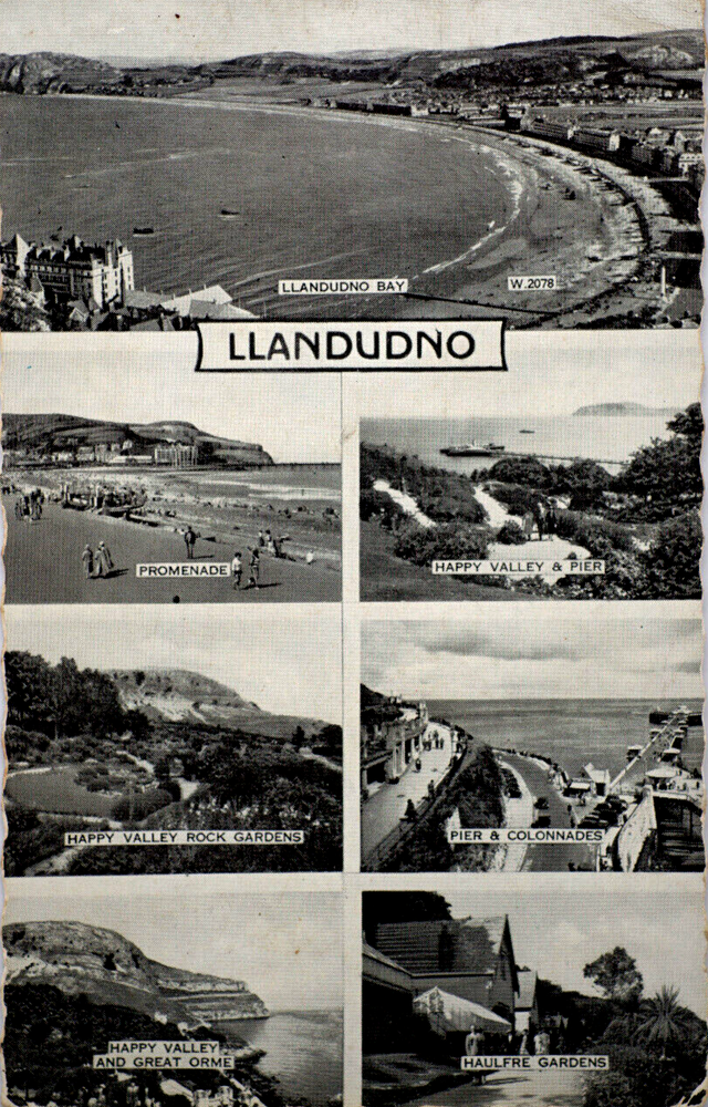 Postcard Collage Wales Gwynedd Llandudno Bay North Shore Beach Pier Great Orme