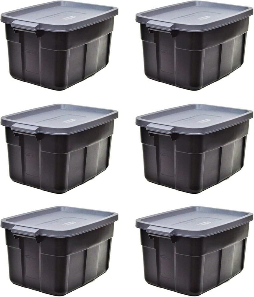 14 Gallon Stackable Plastic Storage Bins with Lids & Handles 6 Pack