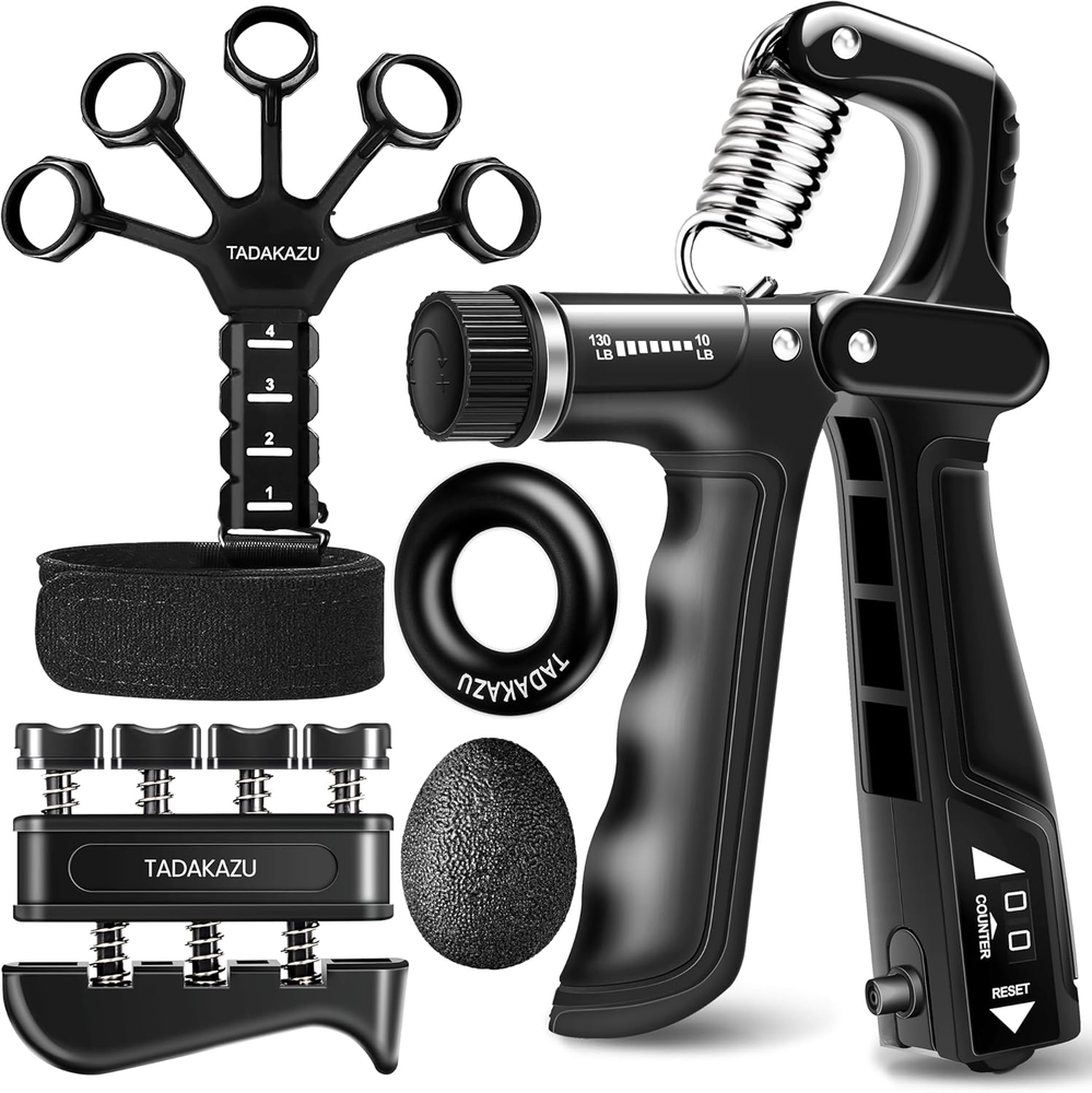 Grip Strength Trainer Kits (5 Pack), Forearm Strengthener with Adjustable Resist