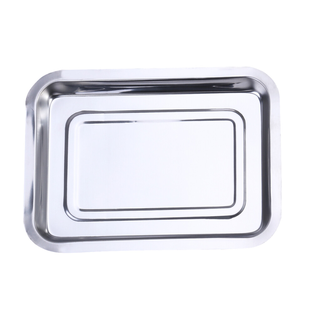 Stainless Steel Grill Plate Baking Pans Dish Drying Tray Holder 27x20x2cm