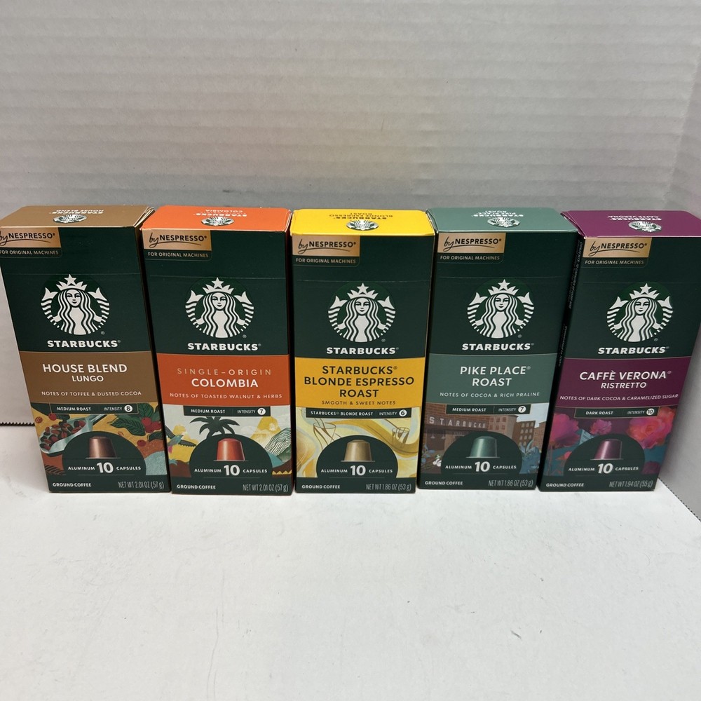 Starbucks Nespresso Variety Flavored Coffee 50 Count 10/04/2026 Flavors In Desc