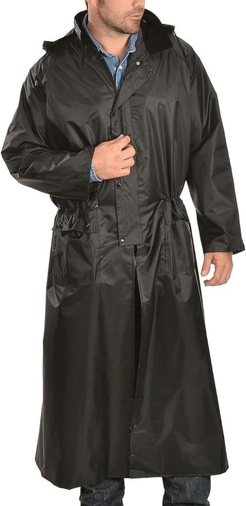 Double S Western Saddle Slicker Rain Poncho for Men & Women - Black-image