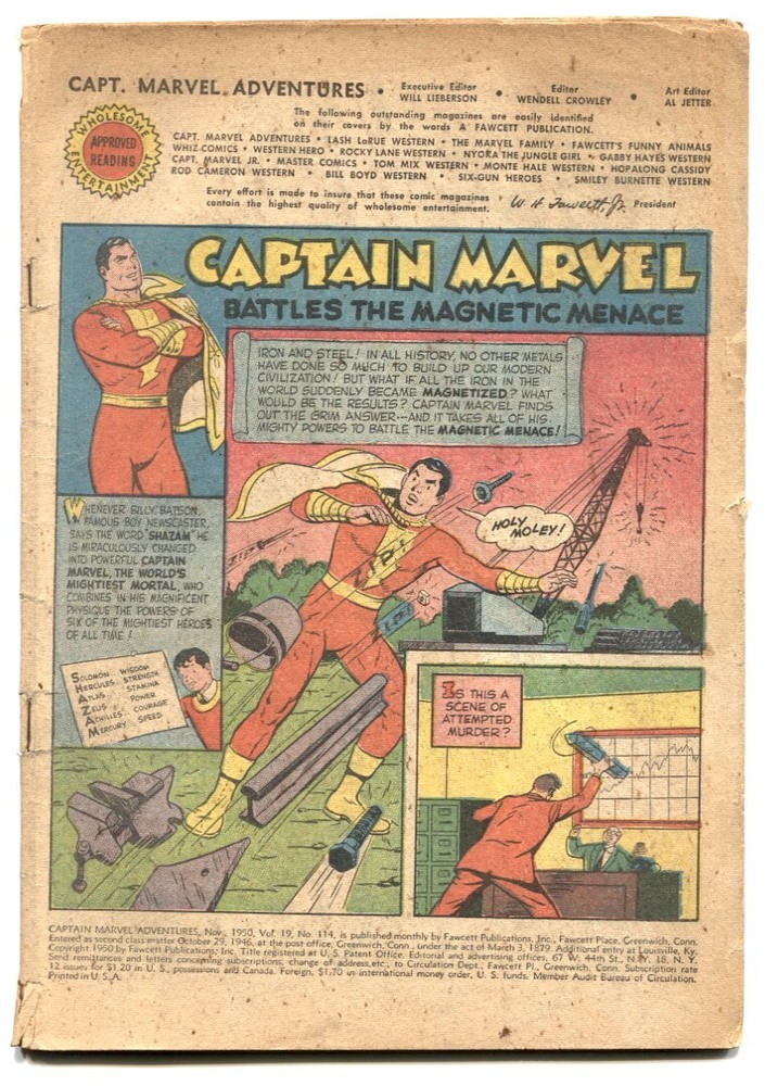 Captain Marvel Adventures #114 1950- coverless reading copy