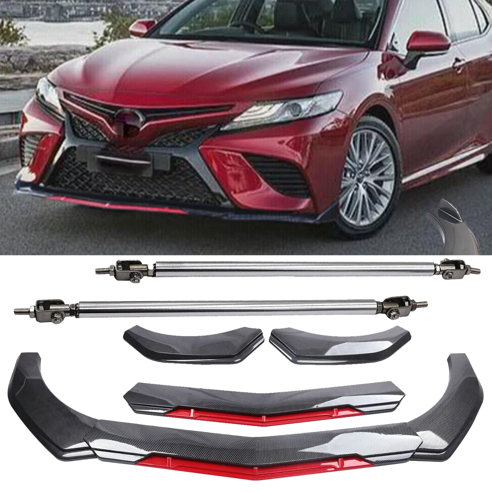 For Toyota Camry Front Bumper Lip Spoiler Splitter Strut Rod Carbon Fiber Z