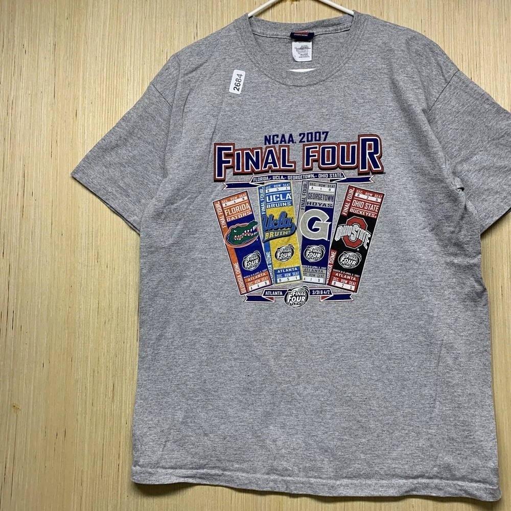 NCAA  Final Four Shirt Adult Large Grey Short Sleeve Men’s 2007 Atlanta Y2K