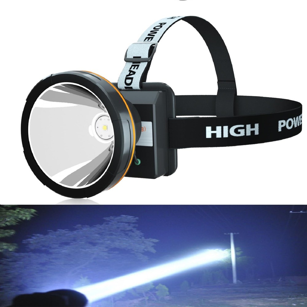 Super Bright Headlamp Rechargeable LED Spotlight with Battery Powered Headlig...