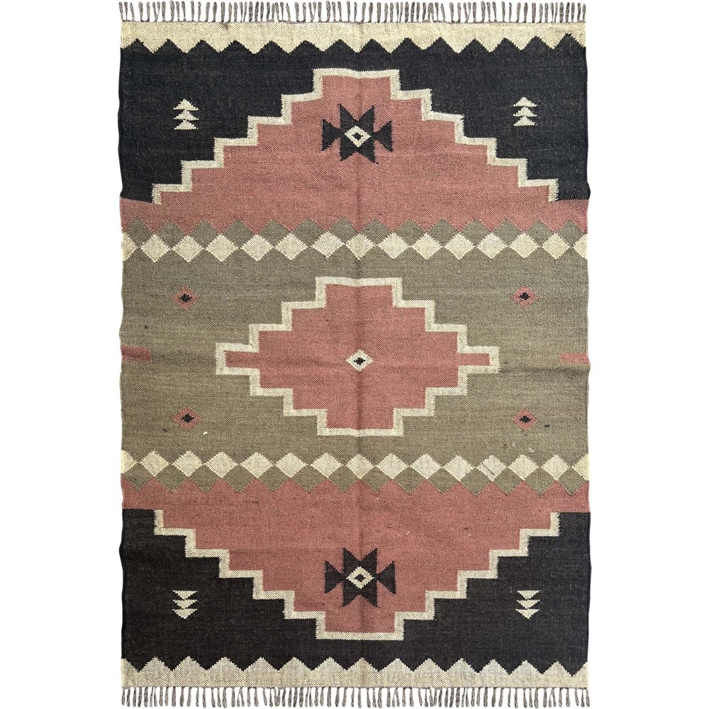 Modern 4x6 Kilim Rug Flatweave Wool Jute Carpet for Living Room or Bedroom