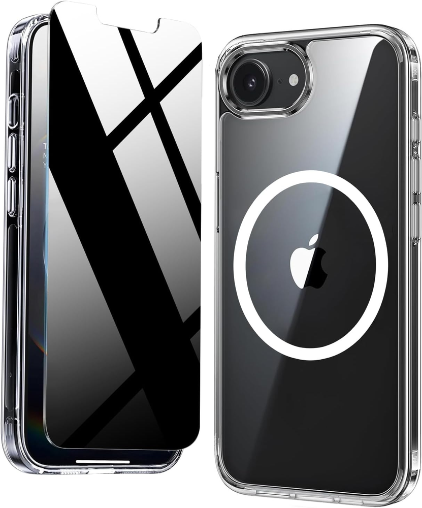 Magnetic for Case with Privacy Screen Protector & Full Camera iPhone 16e Clear