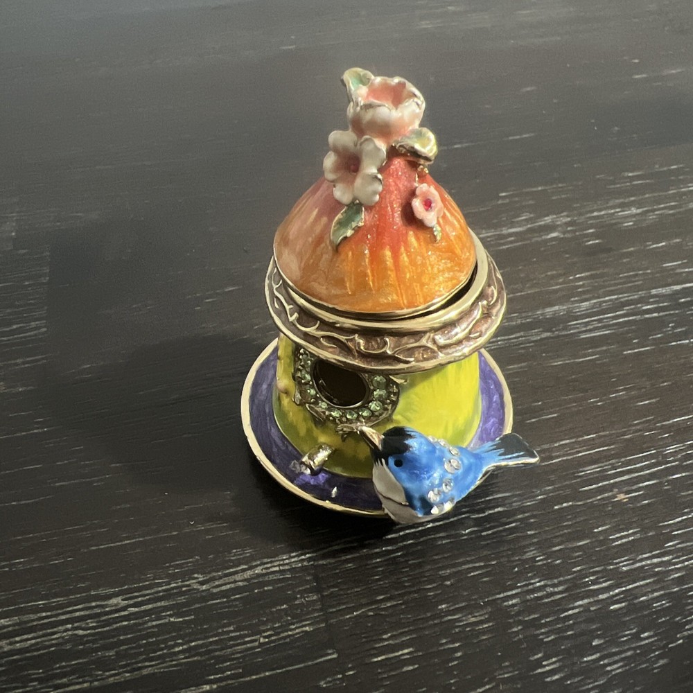Enameled Bluebird Trinket Box with Magnetic Closure  