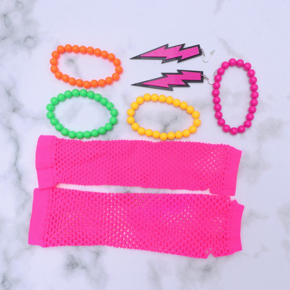 80 's Fun Party Accessories Colorful Necklace and Bracelet Set