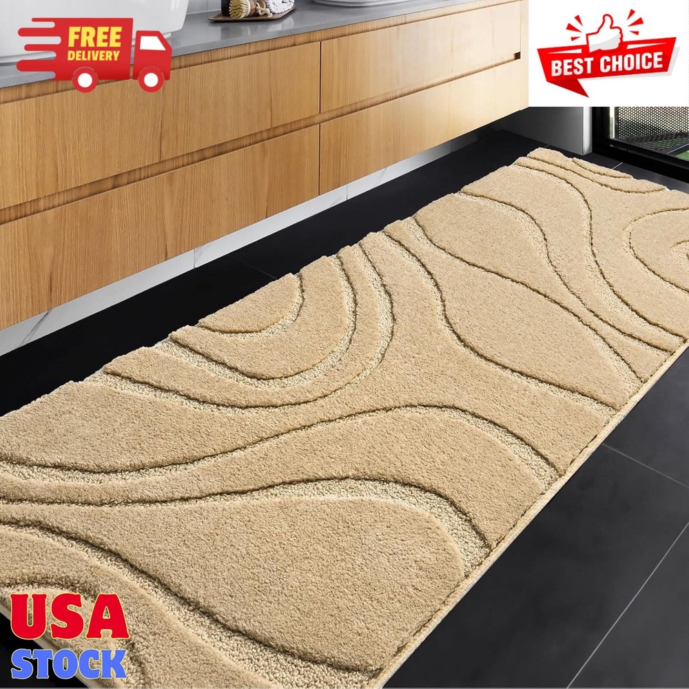 Extra Long 24x60 Inch Non-Slip Bathroom Rug Runner, Machine Washable and Durable Soft Absorbent Mat for Bath Tub, Shower, and Vanity Areas
