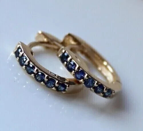 2Ct Round Lab Created Blue Sapphire 14K Yellow Gold Plated Heggie Hoop Earrings