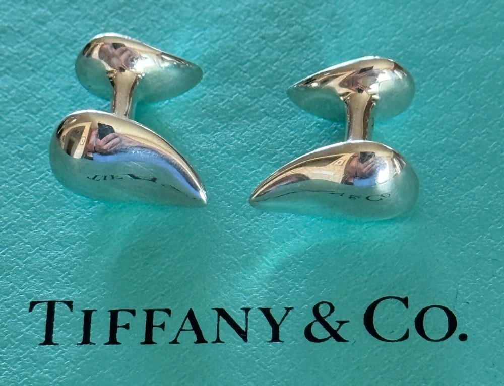 Tiffany & Co. Elsa Peretti Teardrop Cufflinks  Sterling Silver 925  1985 Vintage