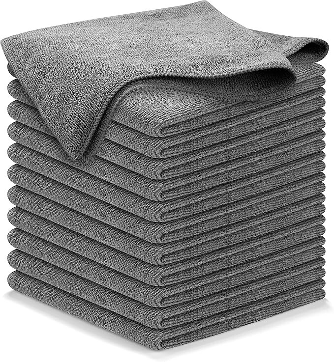 USANOOKS 12-Pack Grey Microfiber Cleaning Cloths 12.5x12.5 High Performance