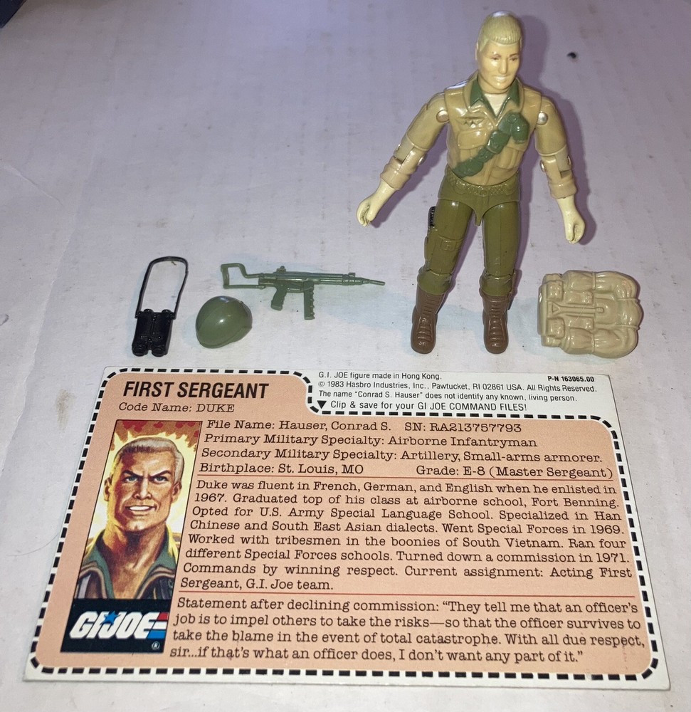 1983 Hasbro GI Joe DUKE Figure-100% Complete w/UNCUT FC