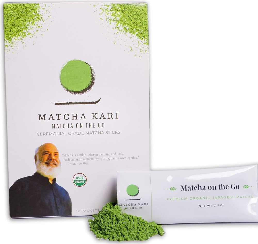 Organic Matcha Green Tea Powder Sticks 12 Single-Serve Pack