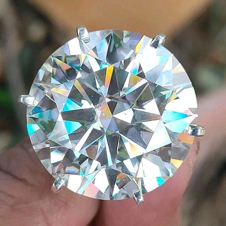 Rare 77 Ct Certified Treated White Diamond Solitaire Ring In 925 Silver