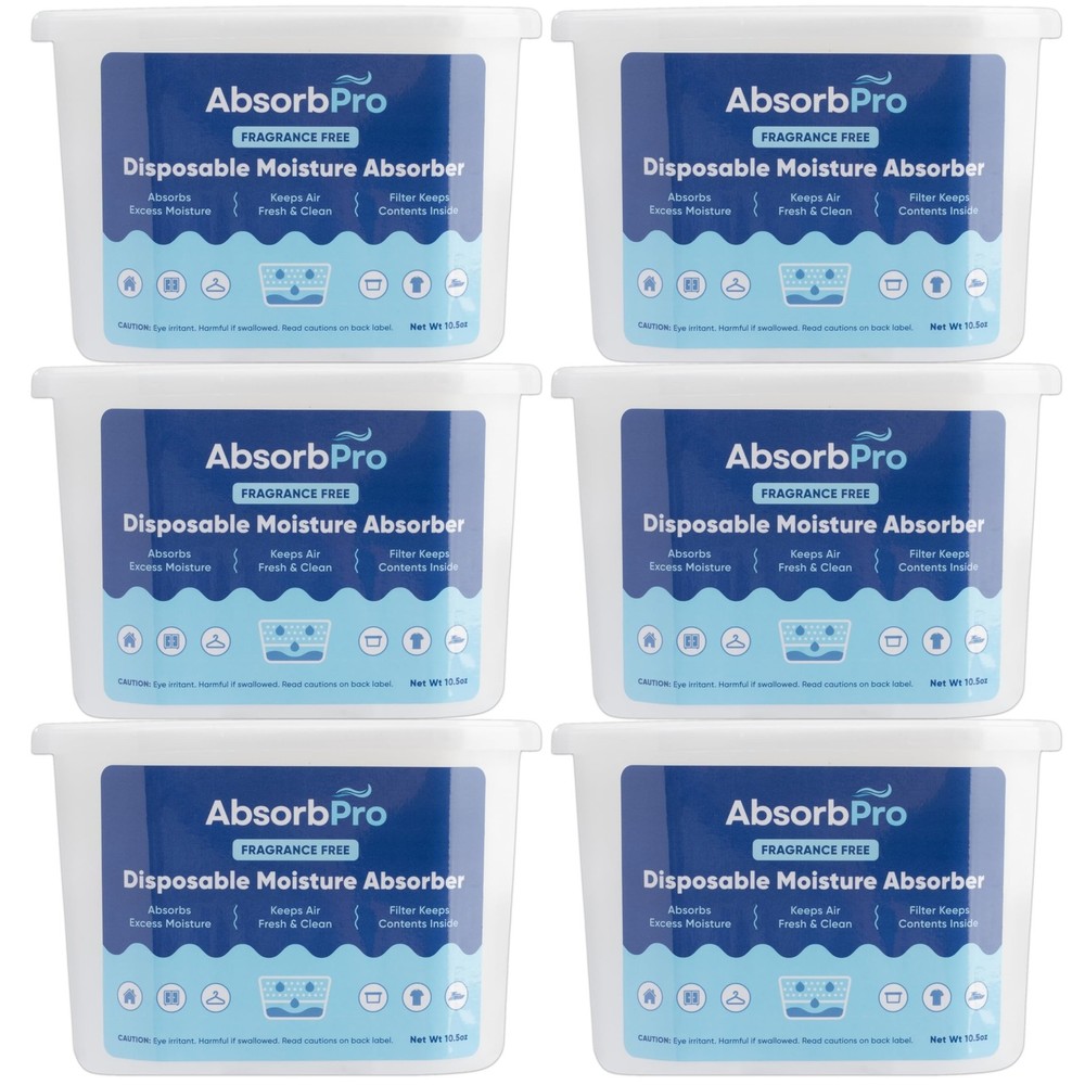 Moisture Absorber Tub Fragrance Free - 6-Pack - 10.5 oz Unscented Disposable ...