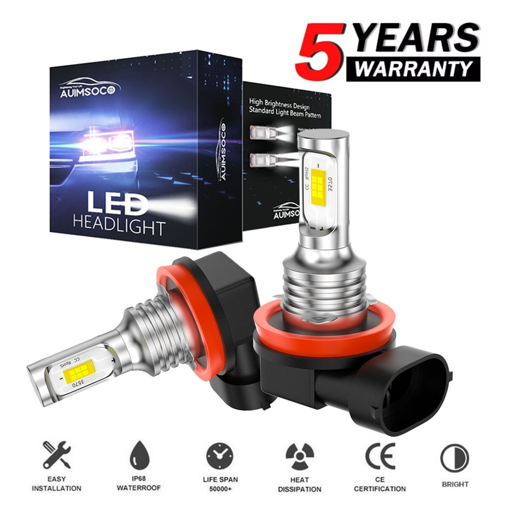 2Pcs H8 H11 H16 LED Fog Light Bulbs 6000K White 200W High Power