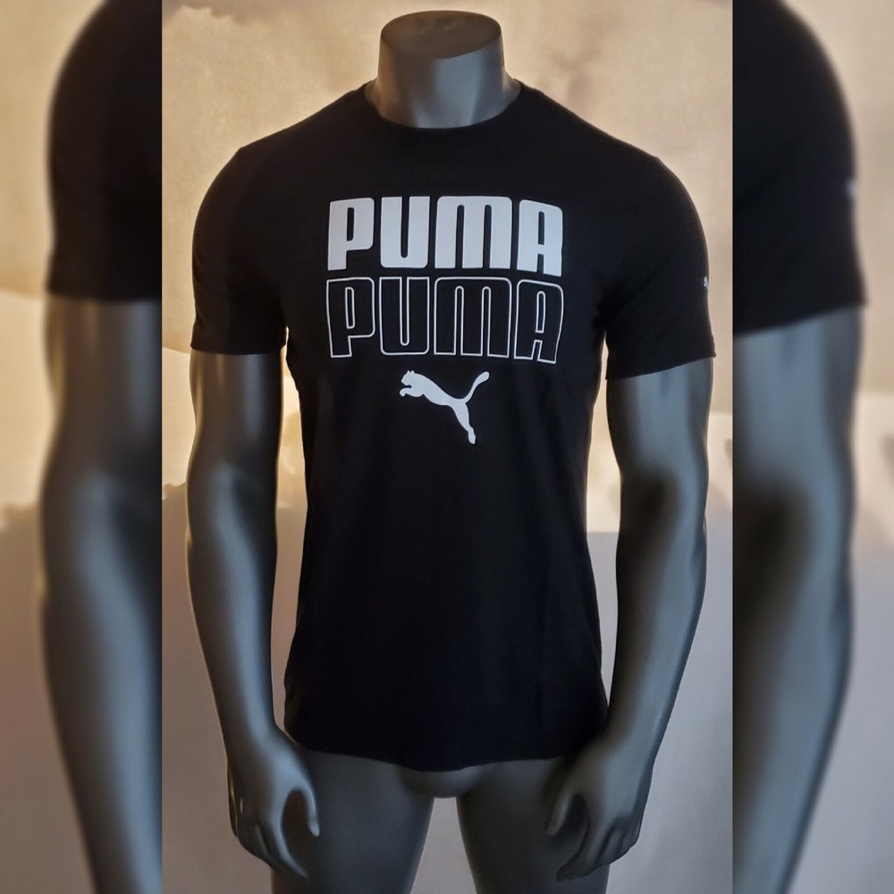 PUMA AUTHENTIC SEEING DOUBLE TEE TSHIRT MEN CREW NECK SHORT SLEEVE SIZE M BLACK