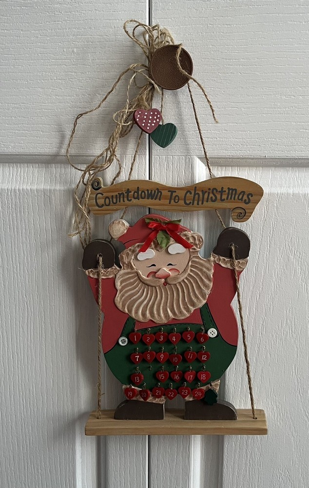 Vintage  Santa Countdown To Christmas Wooden Advent Calendar.  So Cute.