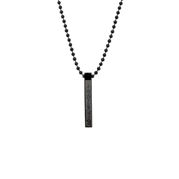 Stainless Steel Ayatul Kursi Engraving Arabic Islamic Tag Necklac pendant Black