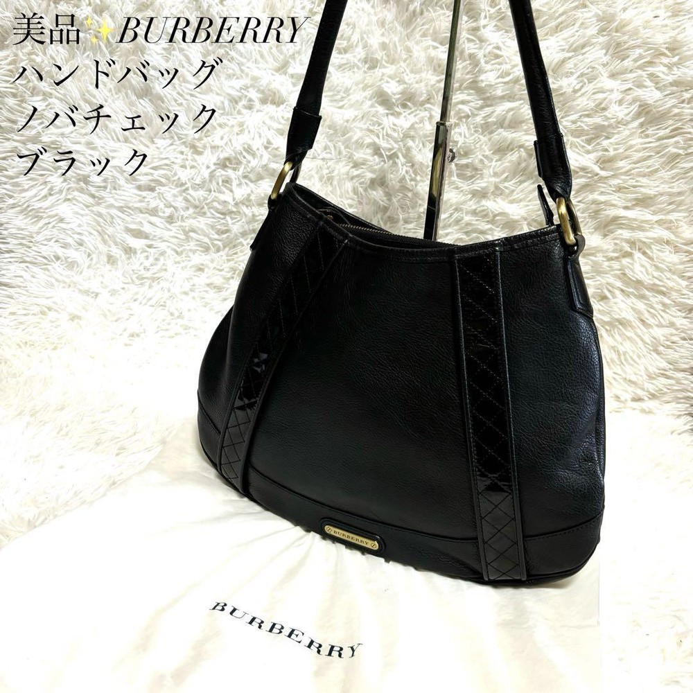 Burberry Nova Check Leather Handbag Black Shoulder Bag Included