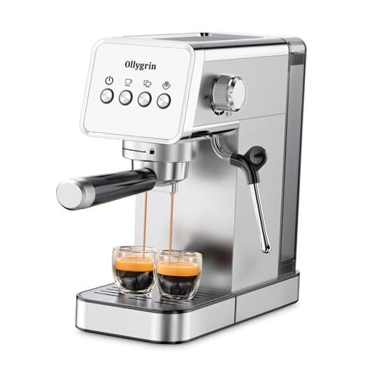 Espresso Machine,20 Bar Semi-Automatic Espresso Maker with Milk Stainless Steel