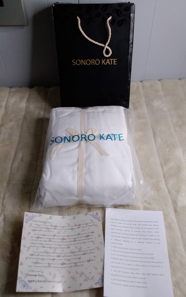 SONORO KATE 100% Bamboo Hypoallergenic King Size White Sheet Set - New