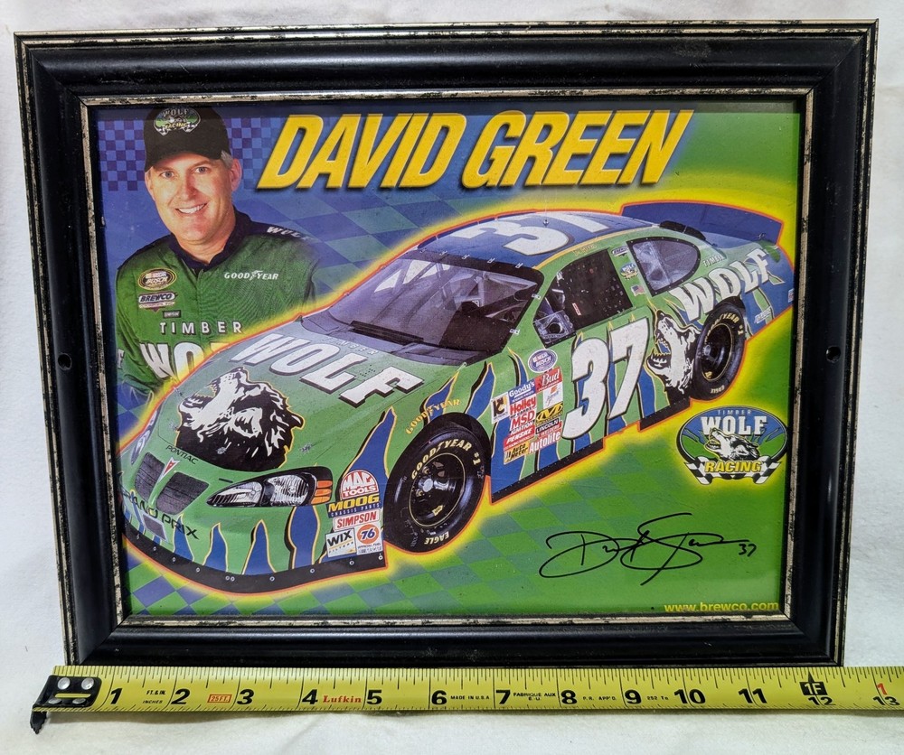 Signed DAVID GREEN #37 NASCAR Brewco WOLF RACING promo poster