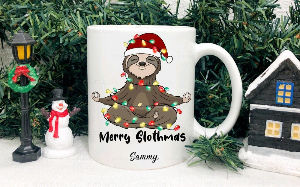 Sloth Christmas Mug Merry Slothmas Sloth Xmas Gift Ideas Personalised Secret