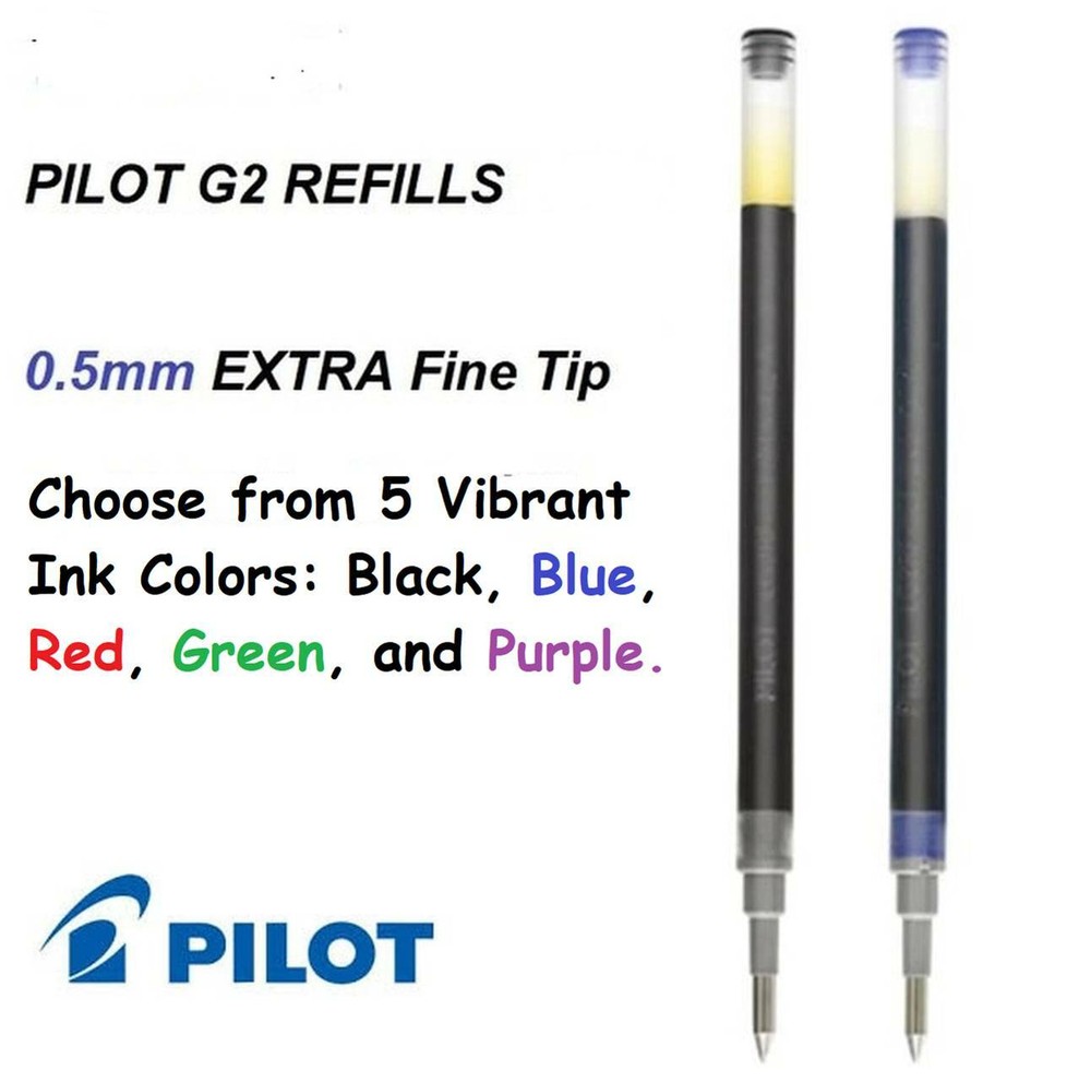 Pilot G2 05 Gel Ink Rolling Ball Pen Refills, 0.5mm Extra Fine Point, 3 Packs