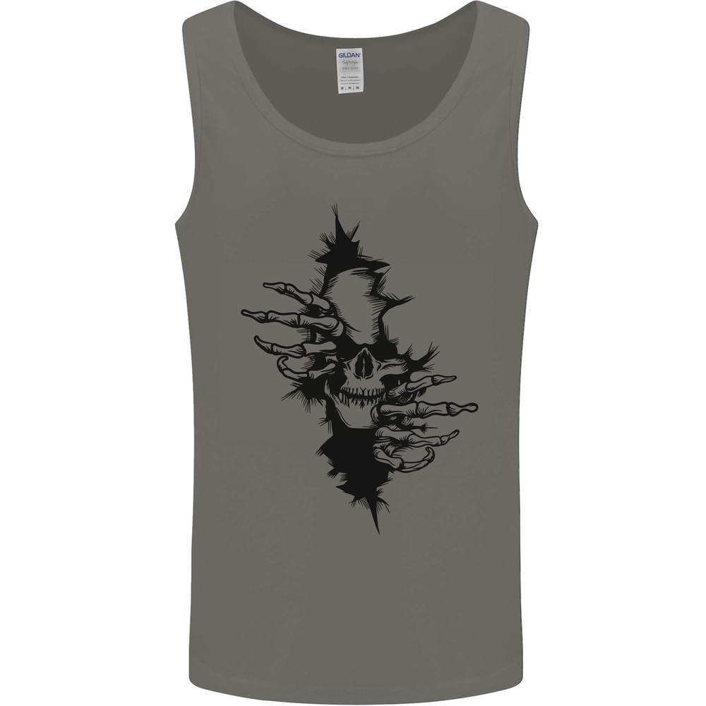 A Skull From a Ripped Shirt Gothic Goth Biker Mens Vest Tank Top