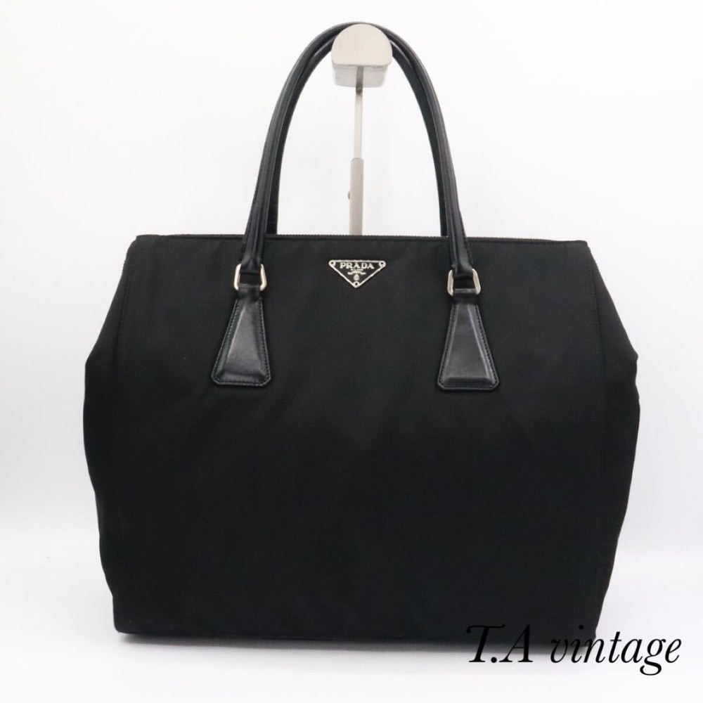 RARE Prada Nylon Triangle Logo Black Handbag in Excellent Condition