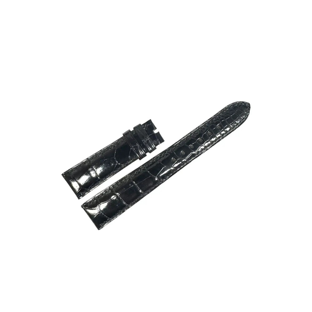 Genuine Patek Philippe 19-16mm Black Leather Watch Band