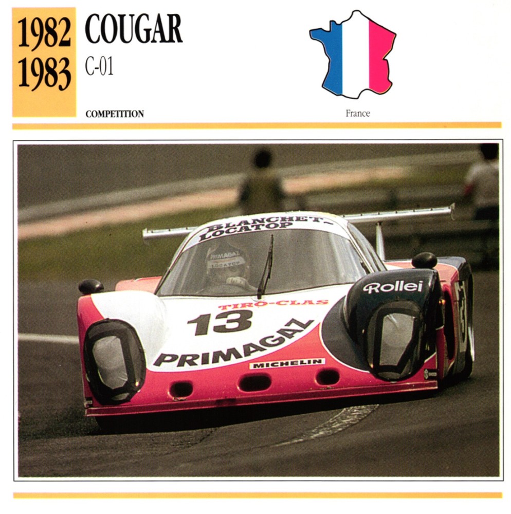 1982-1983 Cougar C-01 Racing Car with Collectors Club Card – Classic Automotive Collectible