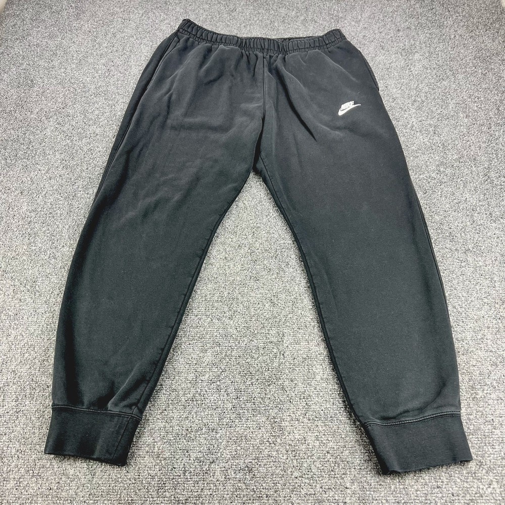 Vintage Nike Sweatpants Mens Large Black Embroidered Swoosh Tapered Gym Y2K