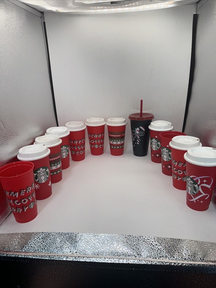 Lot Of 12 Starbucks Christmas Cups | Reusable | TS | See Photos For Condition