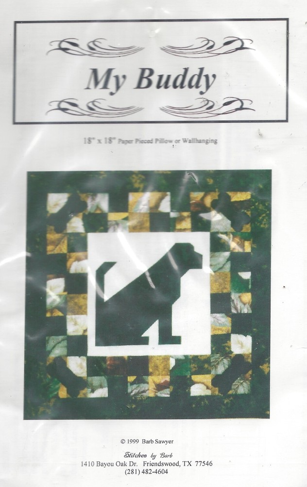 My Buddy Dog ~ Paper Pieced Pillow or Wallhanging Pattern - Stitches by Barb