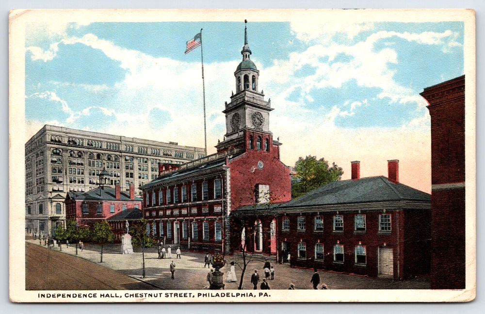 Original Old Vintage Outdoor Postcard Independence Hall Philadelphia, PA USA