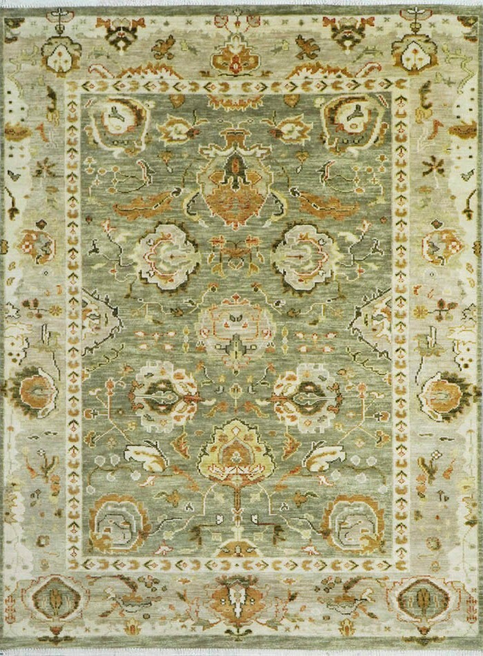 9x12 ft Handmade Light-Green Turkish Oriental Oushak Area Rug | Customizable Rug