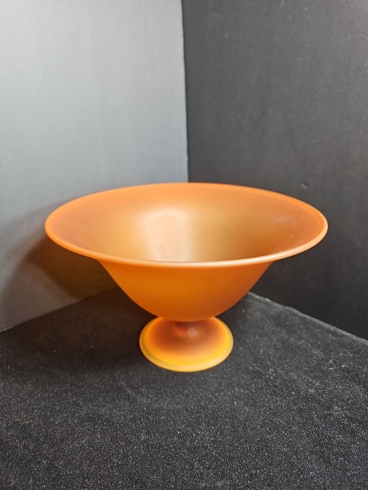 Vintage Tiffin Satin Glass Amberina Apricot Compote Bowl