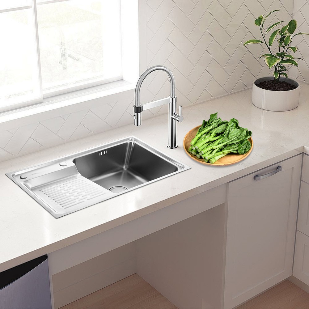 Top Mount Kitchen Sink Drop-In Workstation Sink 304 Stainless Steel Single Bowl