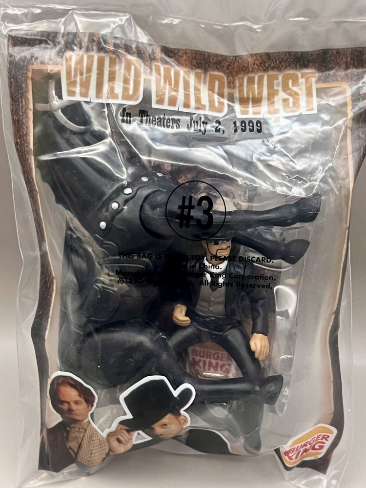 1999 Burger King Happy Meal Toy Wild Wild West James West & Horse #3 Will Smith Action Figure