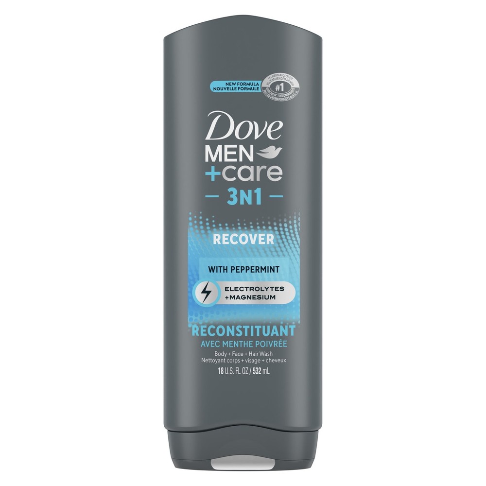 Dove Men Care Post-Workout 3-in-1 Body Face & Hair Wash with Peppermint 18 oz
