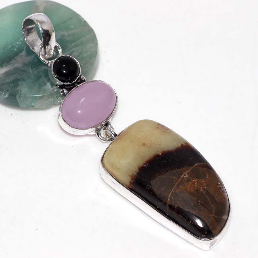 Septerian Black Onyx 925 Silver Plated Pendant 3