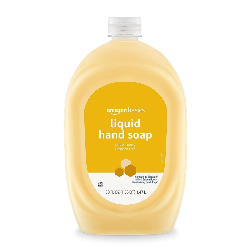 Basics Liquid Hand Soap Refill, Milk and Honey Scent, Triclosan-free, 50