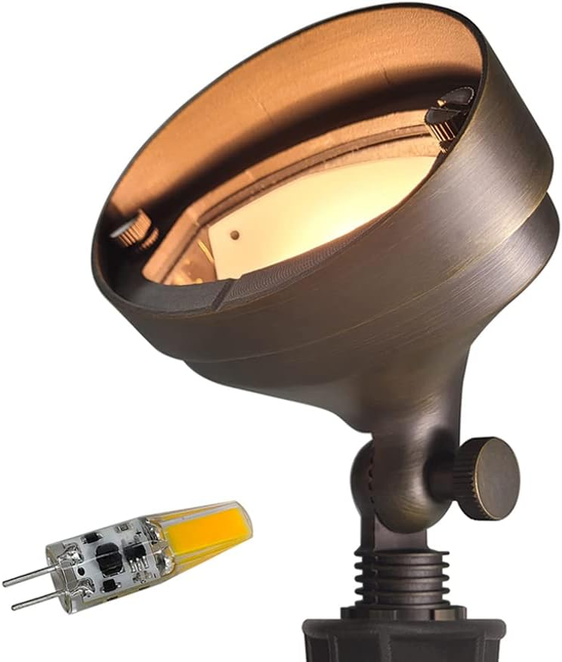 2W Die-Cast Brass Low Voltage LED Landscape Flood Lights for Outdoor Use 12-15V Walnut Finish