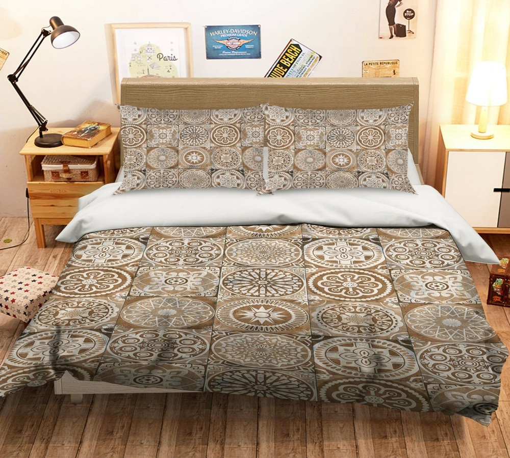 3D Brown Design ZHUA540 Bedding Set with Pillowcases Quilt Cover Queen King