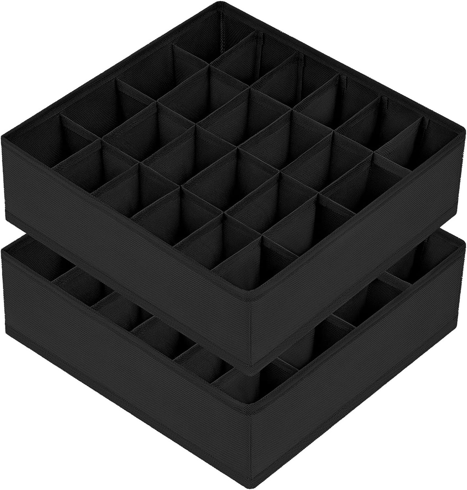 2-Pack Collapsible Sock & Underwear Drawer Organizer with 24 Cells